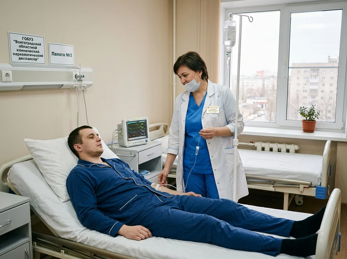 Лечение наркомании — снятие ломки у пациента в наркологическом центре Волгограда, медицинская процедура детоксикации, стационарные условия